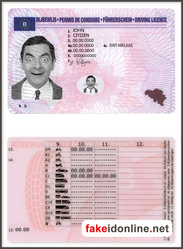 Belgium Driver License PSD Template Oldie